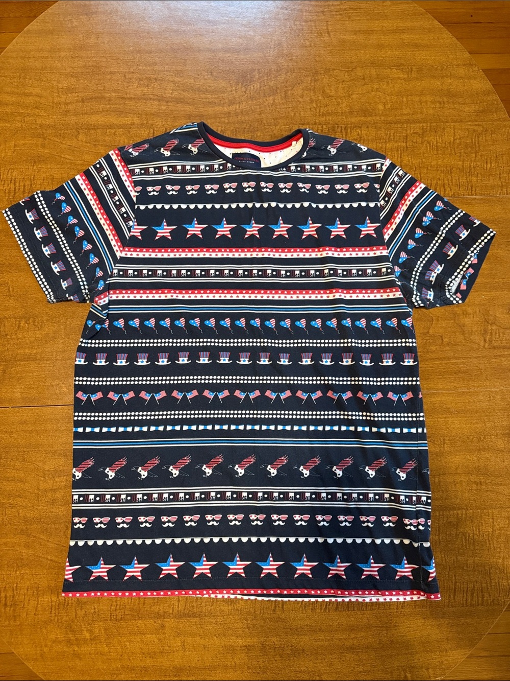 Patriotic Stars & Stripes Graphic Tee - Navy, Red & White